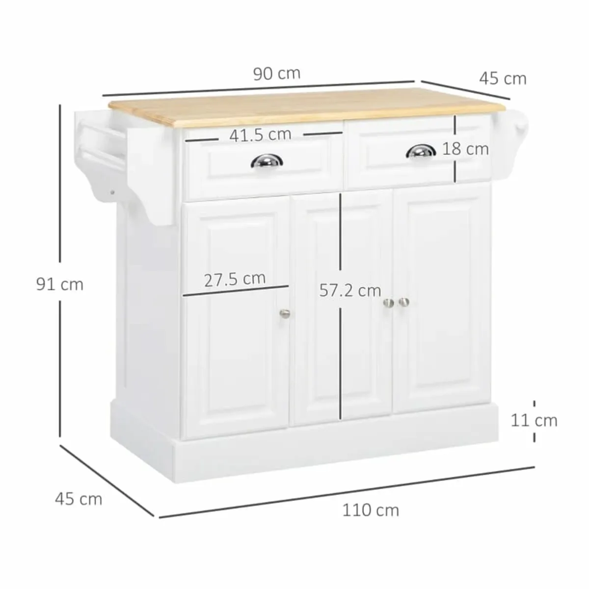 Kitchen Island with Storage Rolling Kitchen Servin - Image 2