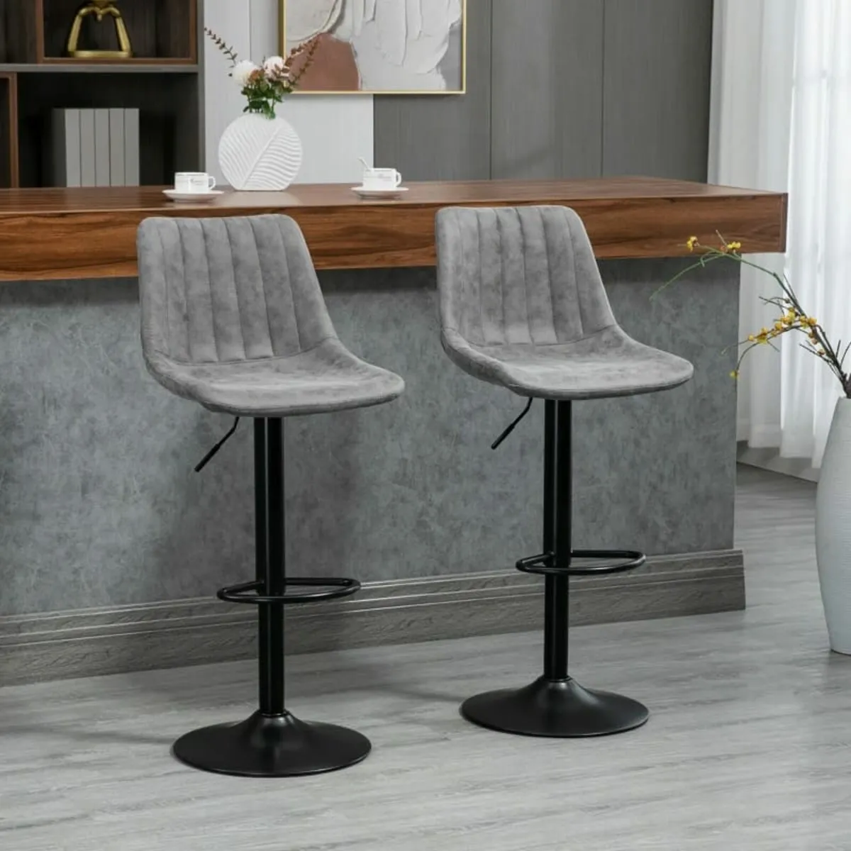 Bar Stools Set of 2 Counter Height Barstools Dinin - Image 3