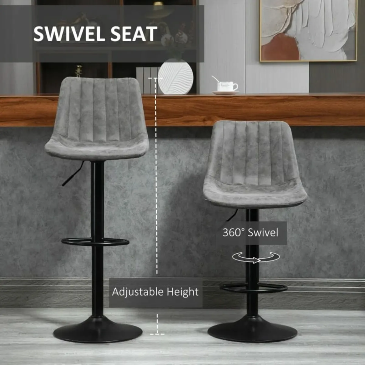 Bar Stools Set of 2 Counter Height Barstools Dinin - Image 4