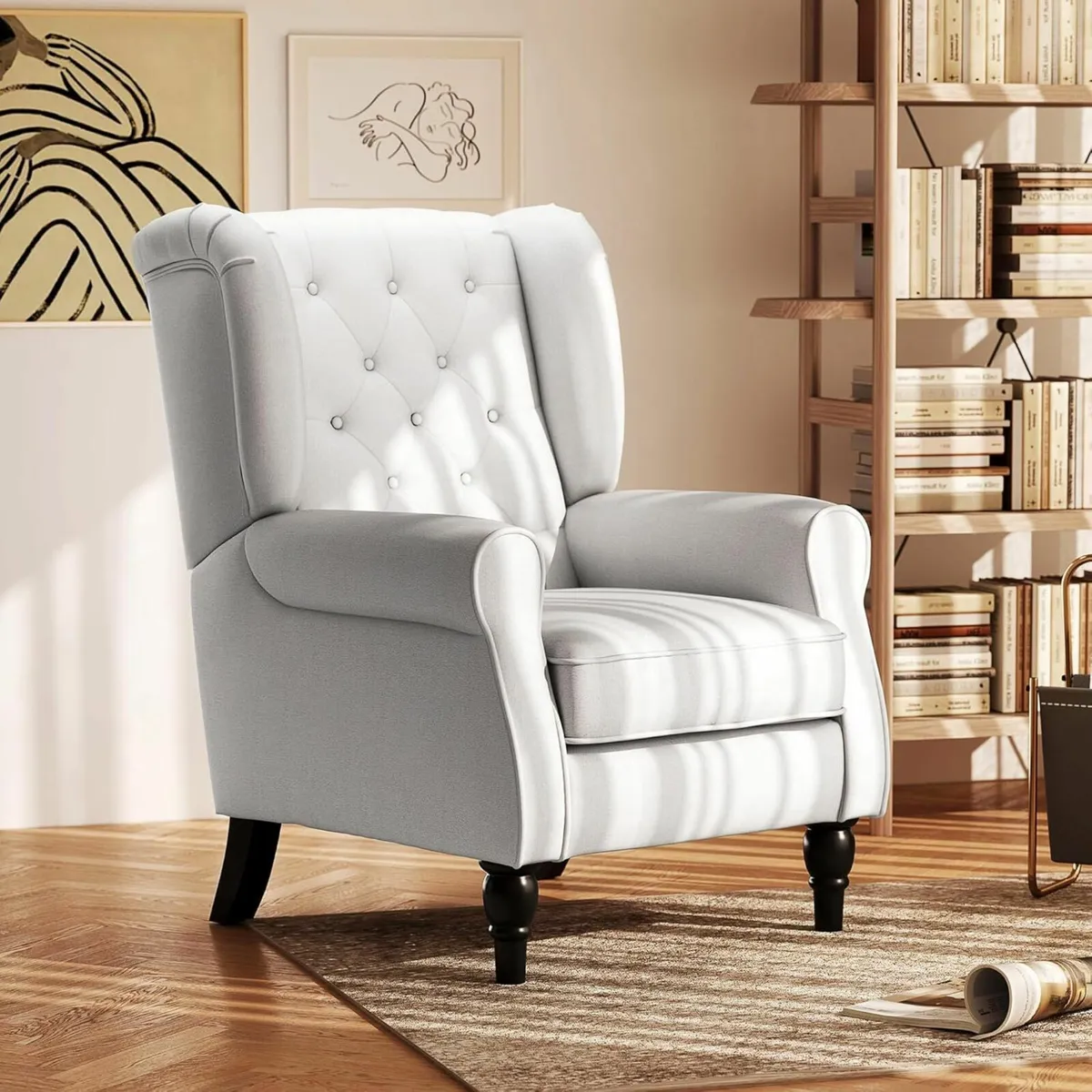 Retro Accent Chair Wingback Armchair Living Room - Image 1