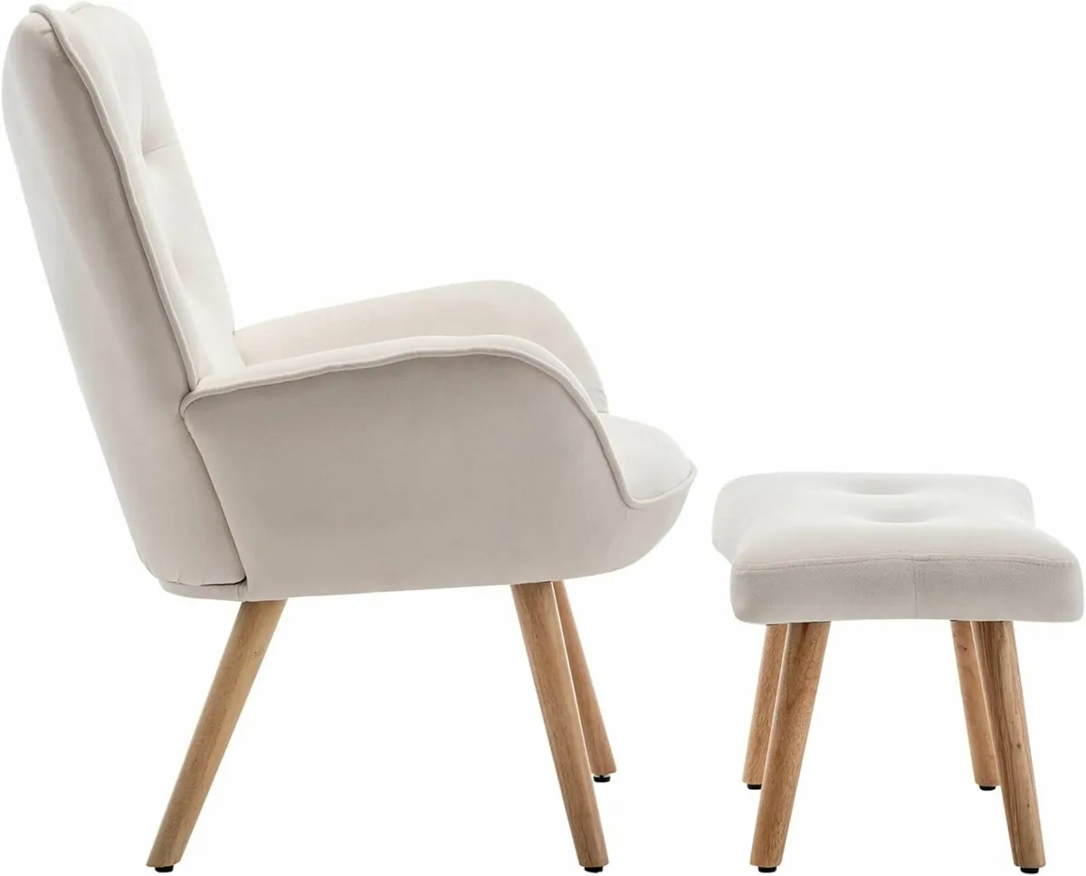 Armchair Footstool Comfy Velvet LivingRoom bedroom - Image 2