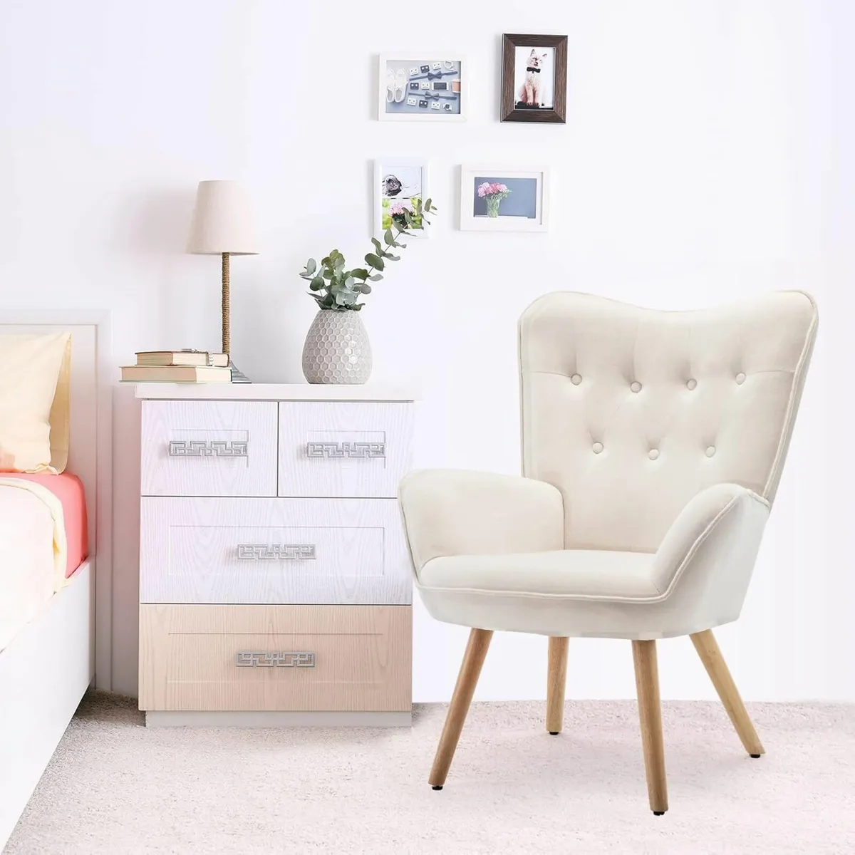Armchair Footstool Comfy Velvet LivingRoom bedroom - Image 3