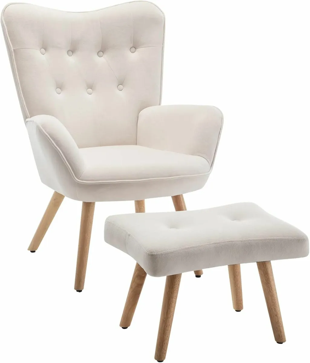 Armchair Footstool Comfy Velvet LivingRoom bedroom - Image 1