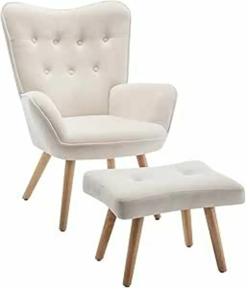 Armchair Footstool Comfy Velvet LivingRoom bedroom - Image 4