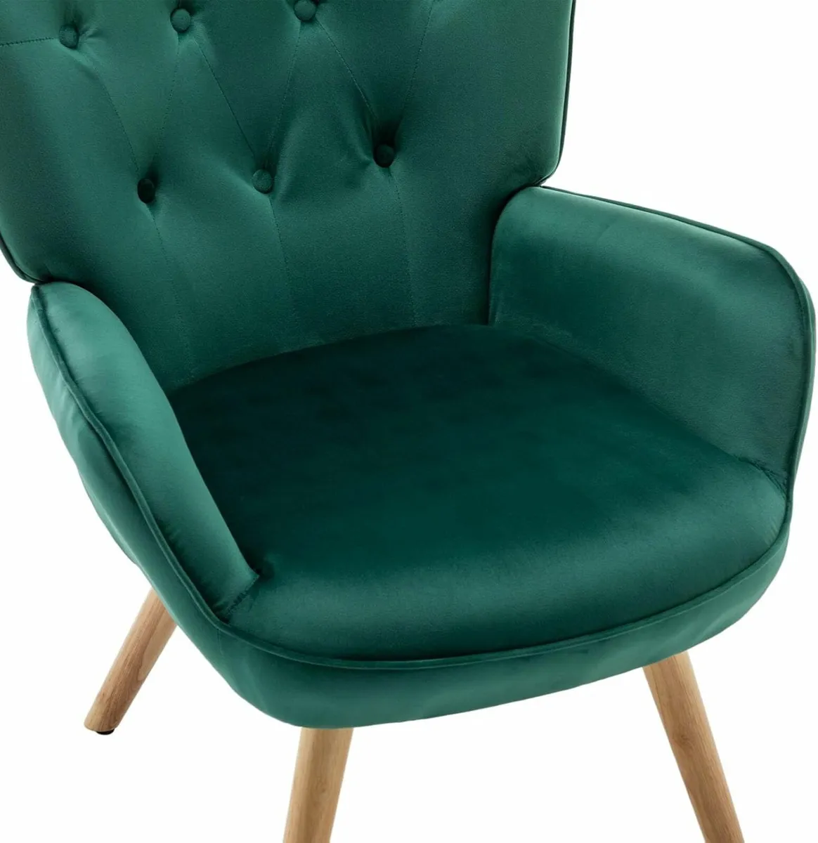 Armchair Footstool Living Room Chair Velvet  Green - Image 4