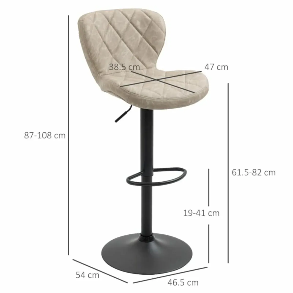 2 Breakfast Bar Chairs, Swivel Barstools with Back - Image 2
