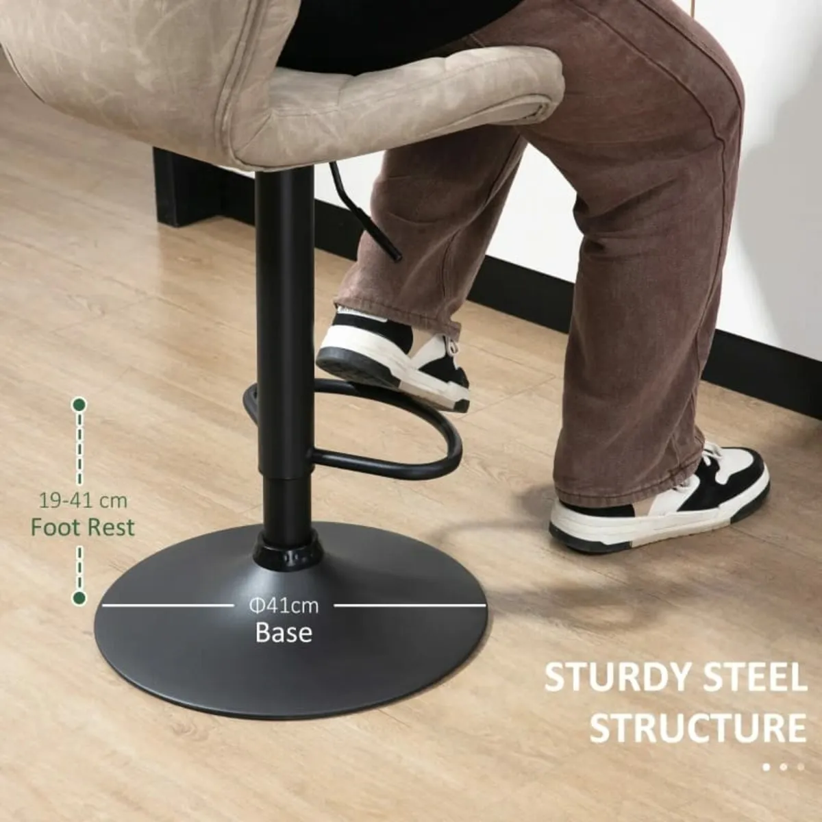 2 Breakfast Bar Chairs, Swivel Barstools with Back - Image 4