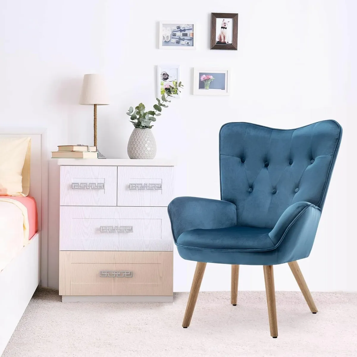 Armchair Armchair Living Room Comfy Velvet Blue - Image 2
