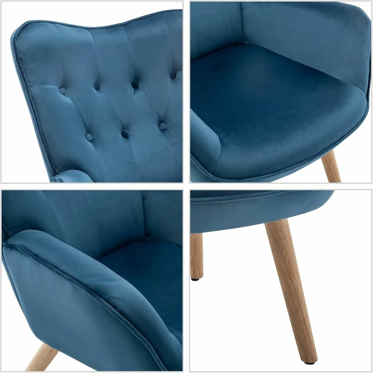 Armchair Armchair Living Room Comfy Velvet Blue - Image 3