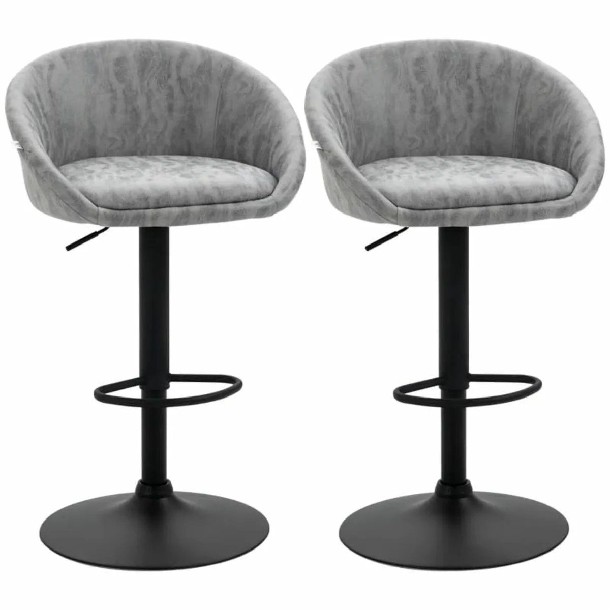 Set of 2, Height Adjustable Swivel Barstools, PU L - Image 1