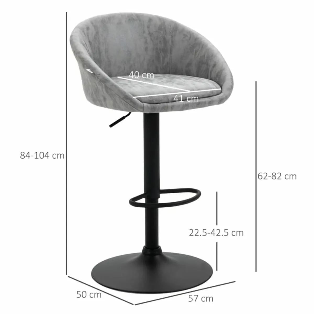 Set of 2, Height Adjustable Swivel Barstools, PU L - Image 3