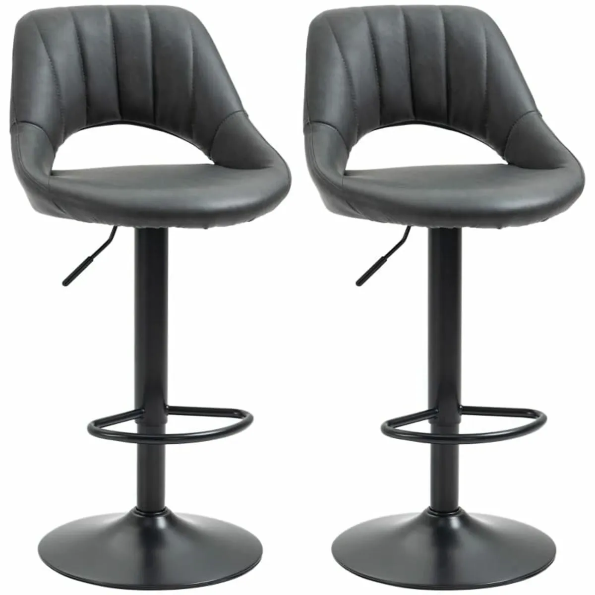 Barstools Set of 2 Adjustable Swivel Height Gas Li - Image 1