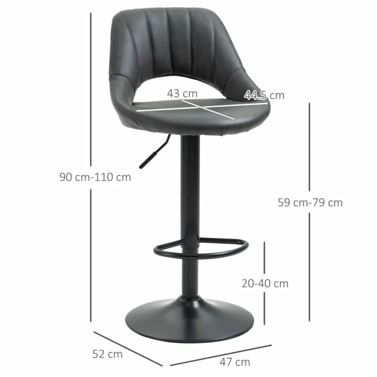 Barstools Set of 2 Adjustable Swivel Height Gas Li - Image 2