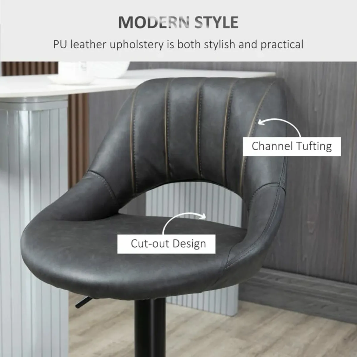 Barstools Set of 2 Adjustable Swivel Height Gas Li - Image 4
