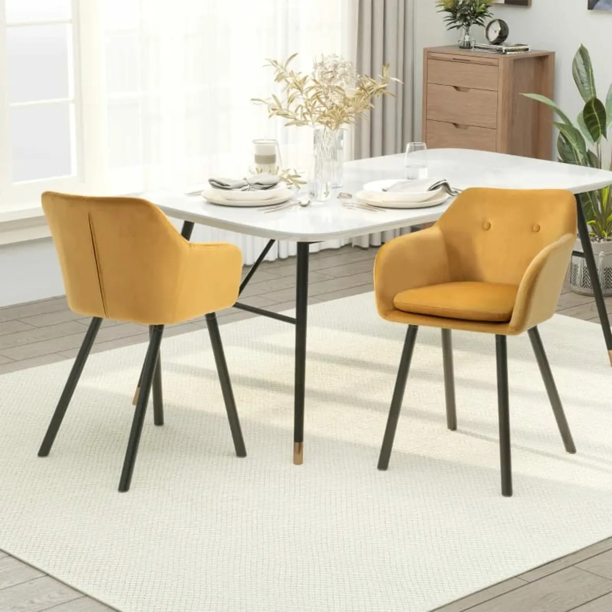Dining Chairs Set of 2 Modern Upholstered Fabric V - Image 3