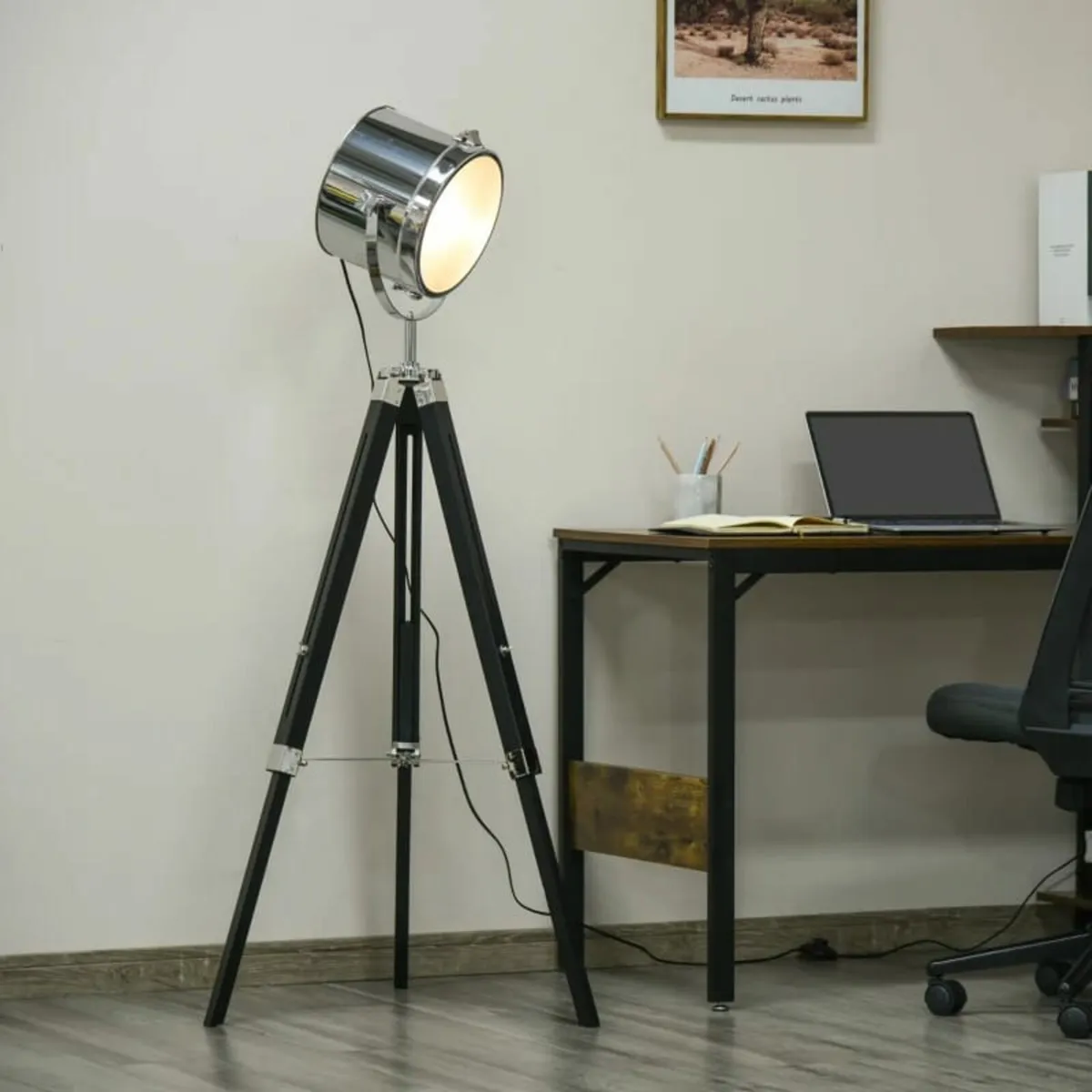 Industrial Style Adjustable Tripod Floor Lamp, Sea - Image 2