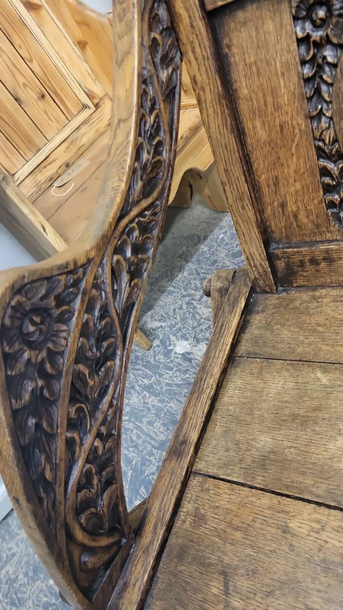 19th century carved oak Glastonbury chair - Image 2