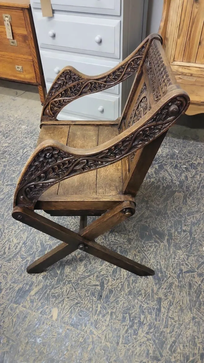 19th century carved oak Glastonbury chair - Image 3