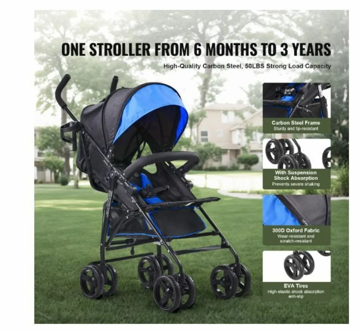 Lightweight Stroller Compact Easy Fold Adjustable - Image 3