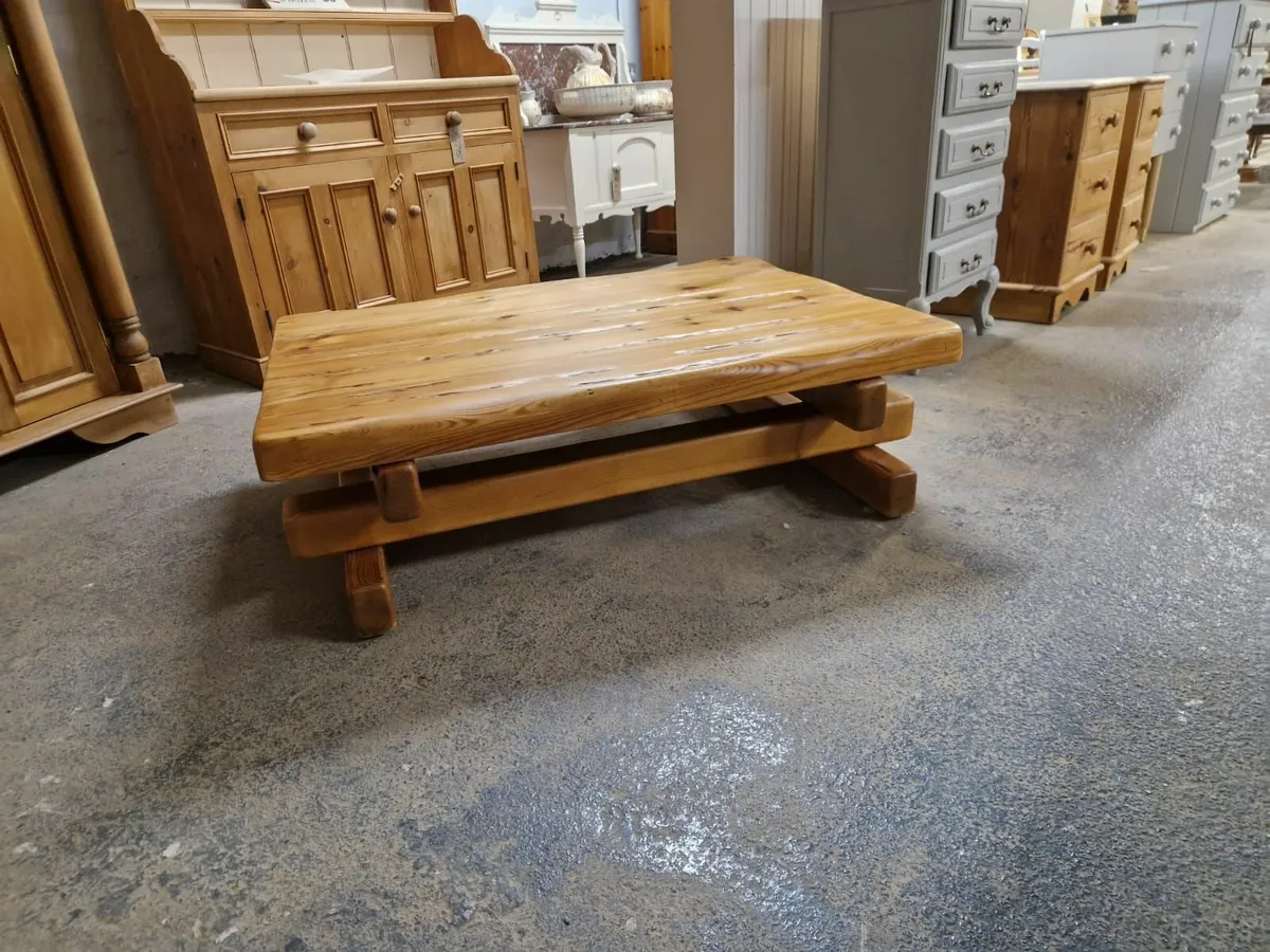 Vintage reclaimed pine  coffee and side table - Image 3