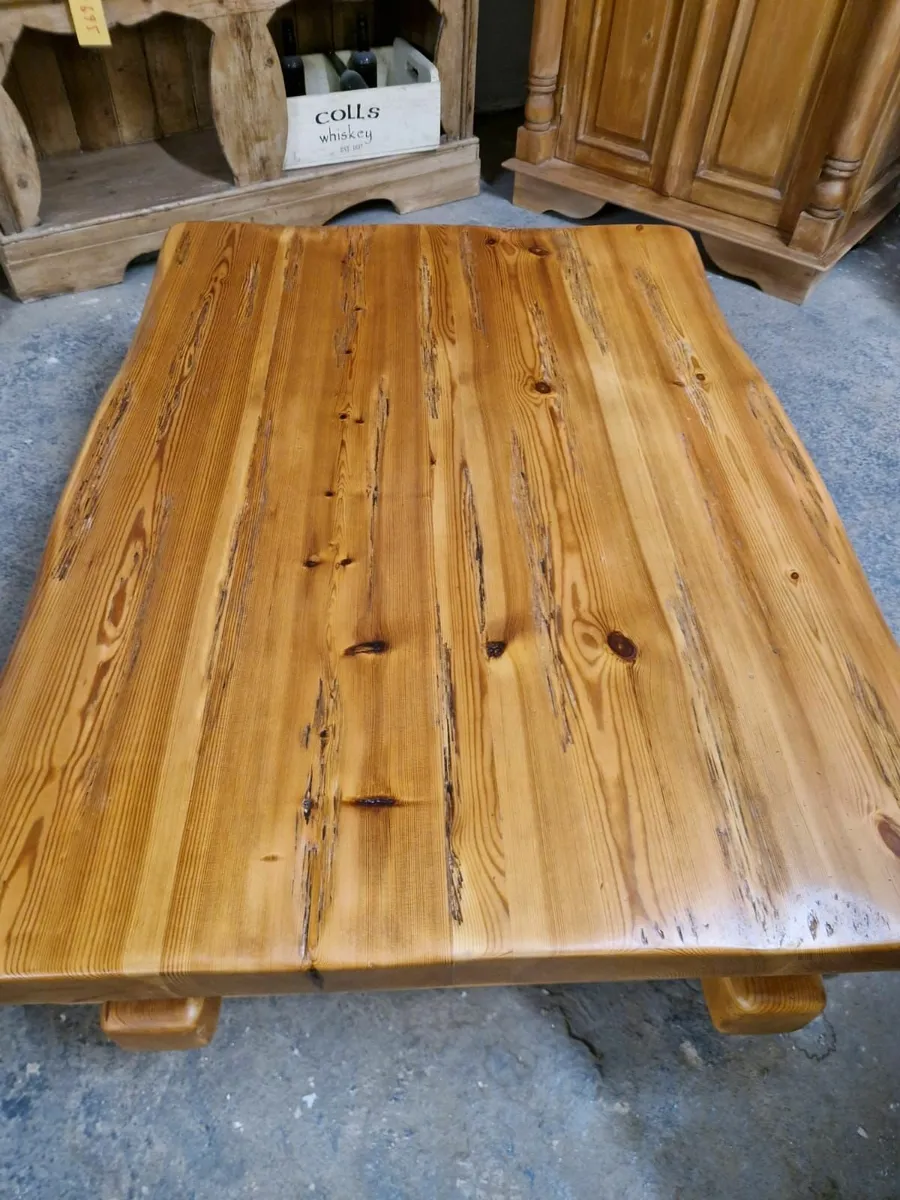 Vintage reclaimed pine  coffee and side table - Image 4