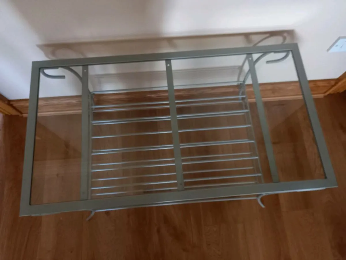 Glass Metal Framed Coffee Table - Image 2