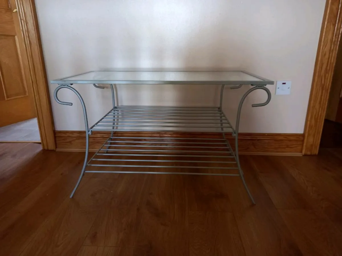Glass Metal Framed Coffee Table - Image 3
