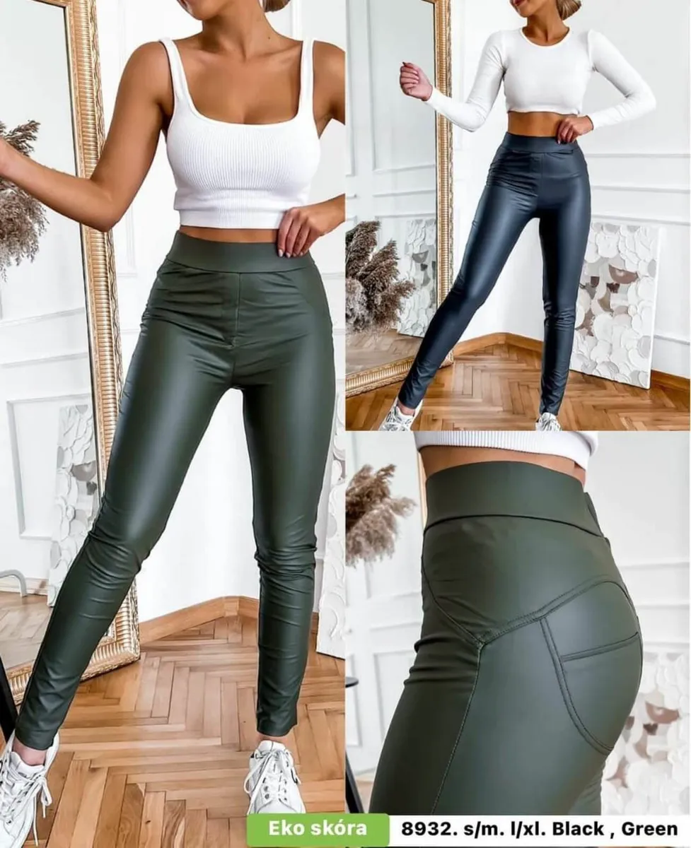 High Waist PU Leggings - Image 1