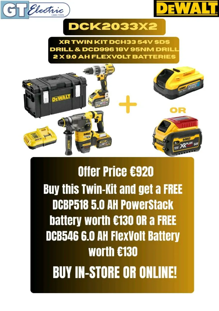 DeWALT 54v SDS Drill Twin Kit