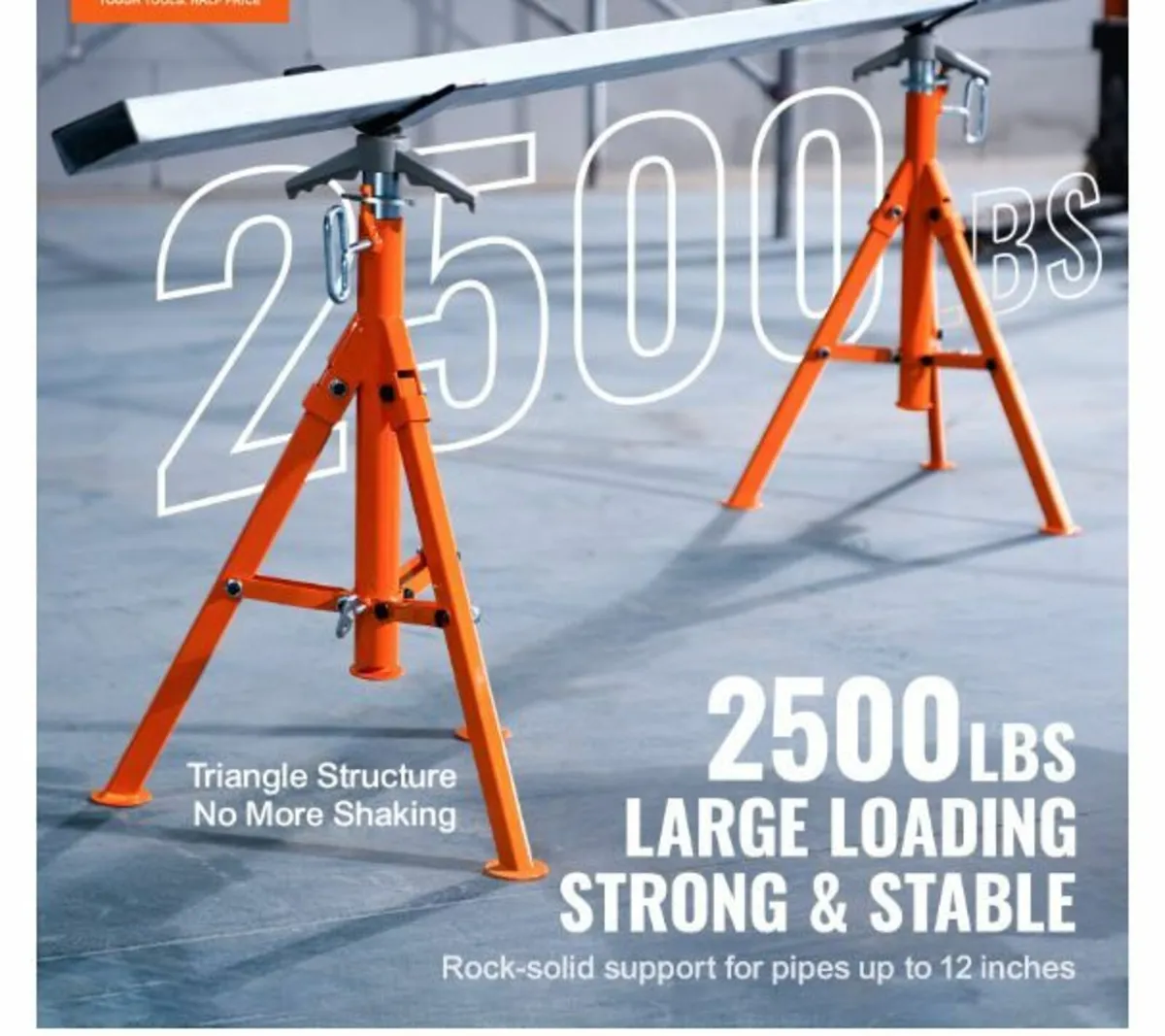Pipe Stand, 2500LBS Heavy Duty Pipe Jack Stands - Image 2