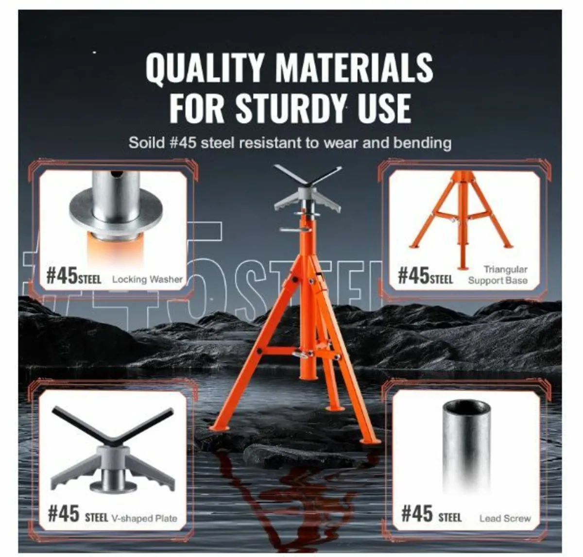 Pipe Stand, 2500LBS Heavy Duty Pipe Jack Stands - Image 4