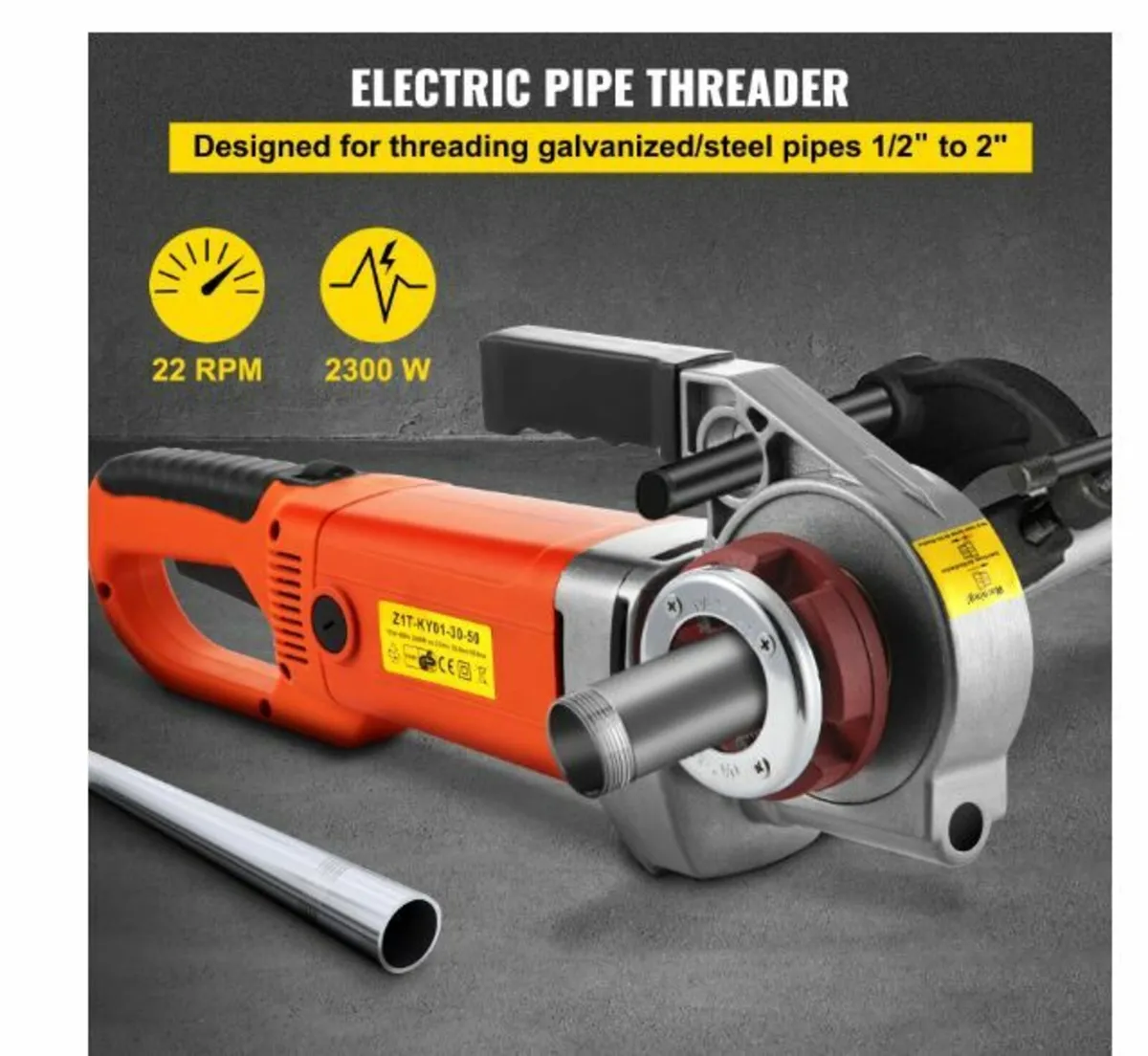 Electric Pipe Threader, 2300W Pipe Threading Mach - Image 3