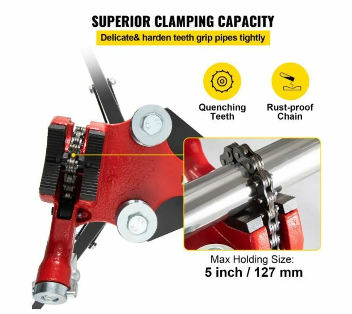 Tripod Pipe Chain Vise | 1/8"-5" Pipe Capacity - Image 3