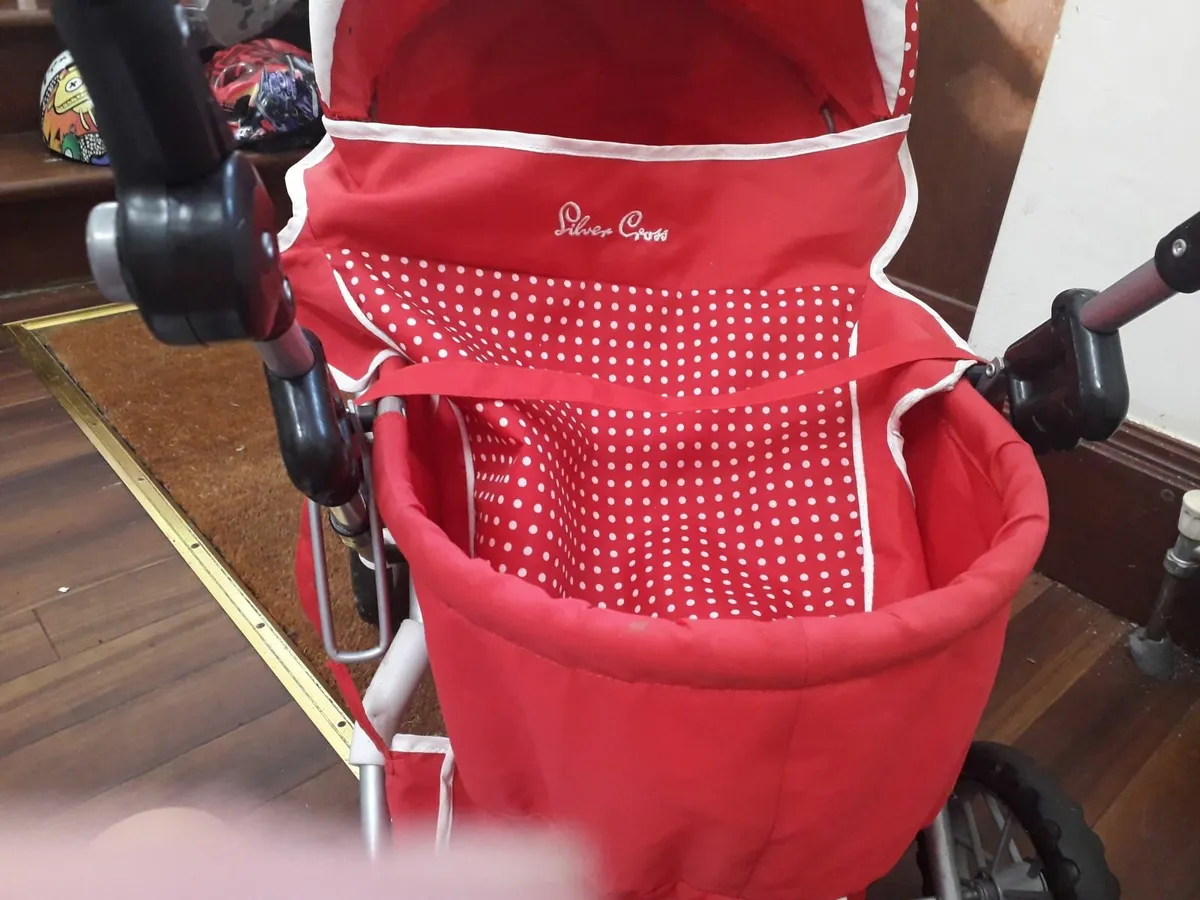 Dolls pram - red Silver Cross - Image 1