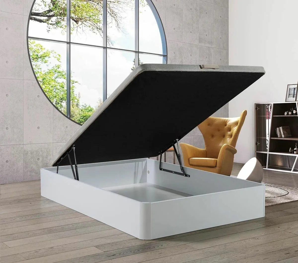 White Ottoman Storage Bed - Double - Image 1