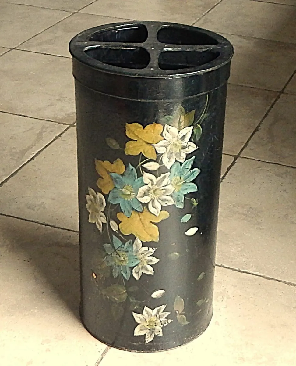 Vintage Hand Painted Papier Mache Umbrella Stand - Image 2