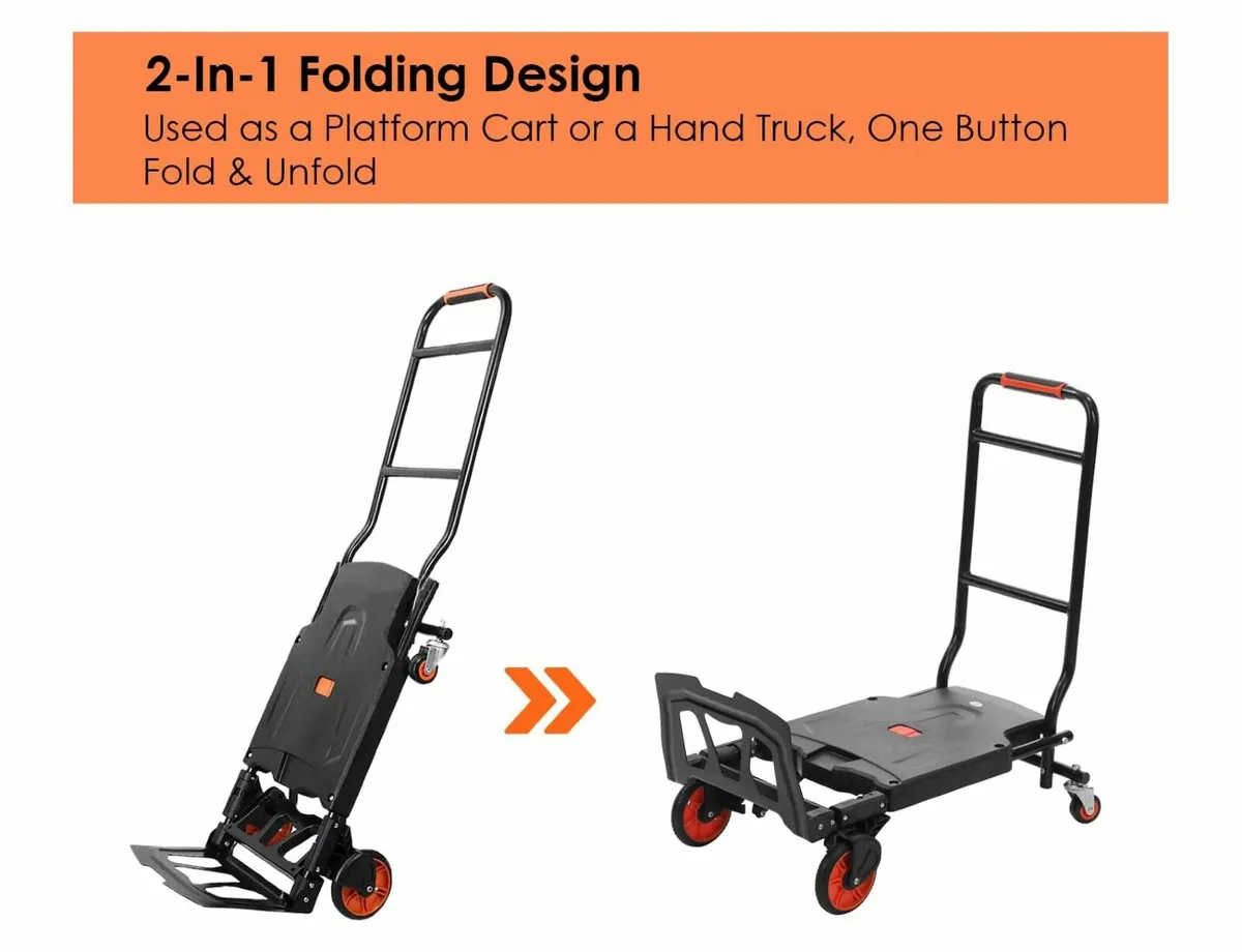 2-in-1 Folding Hand Truck and Dolly 300 lbs Load - Image 1