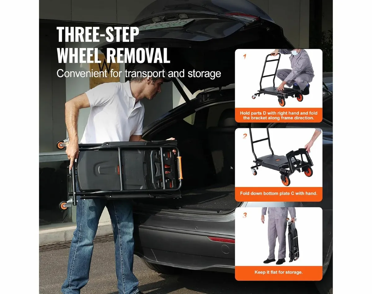 2-in-1 Folding Hand Truck and Dolly 300 lbs Load - Image 3