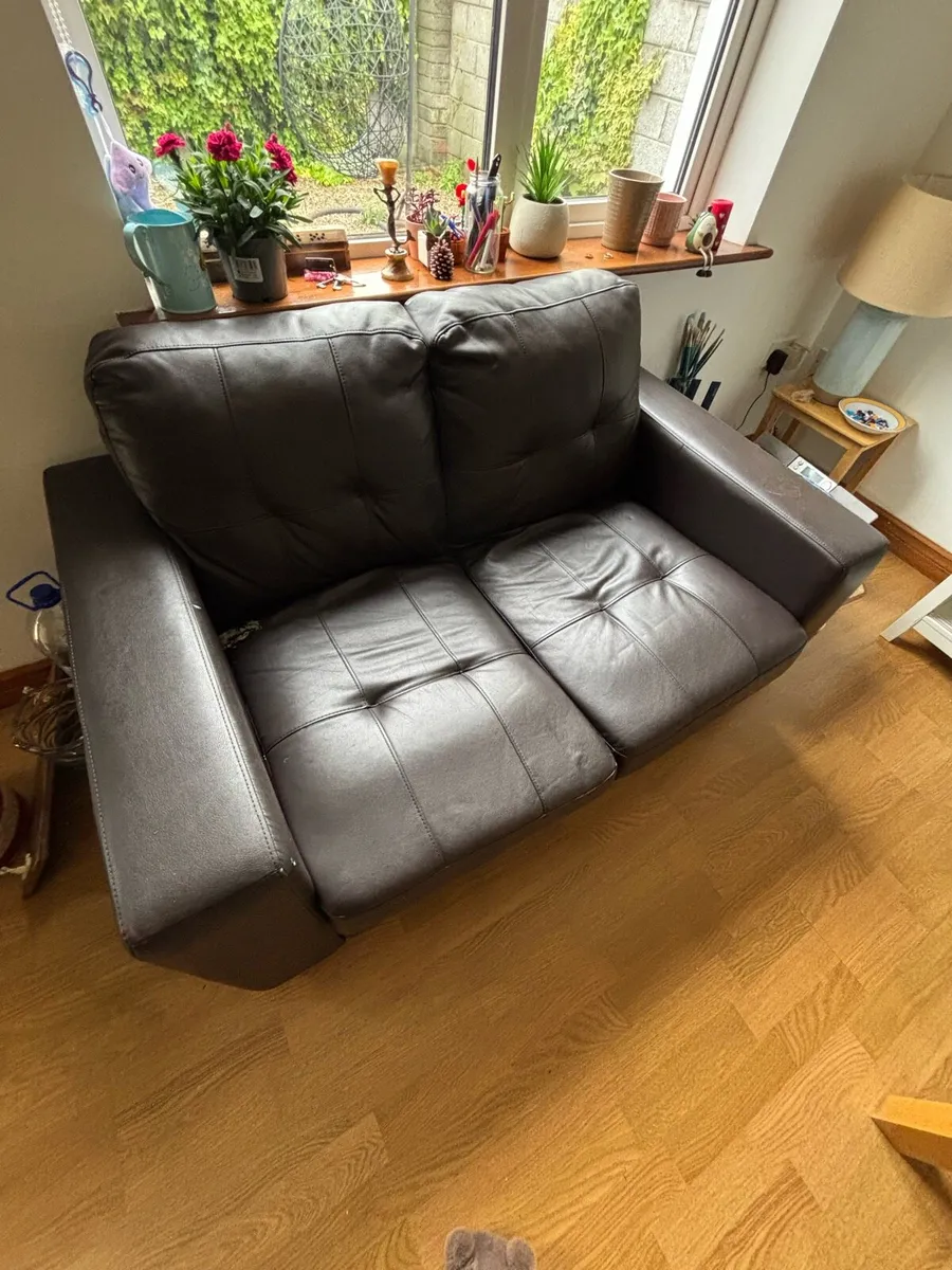 2x Leather couches - Image 3