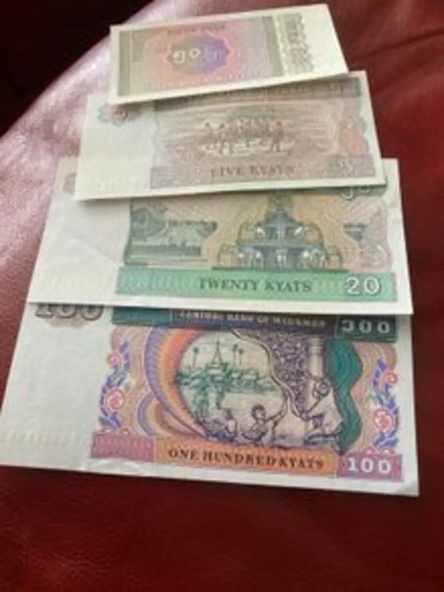 Set of Banknotes from Myanmar (Burma)