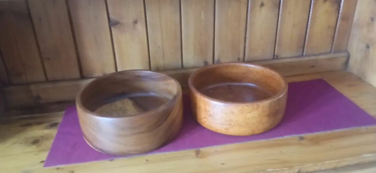 2 Vintage Turned Hardwood Fruit/Salad/Bread Bowls - Image 1
