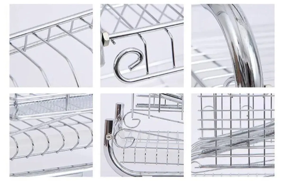 2 Tier Dish Drainer Rack Holder With Drip Tray - Image 3