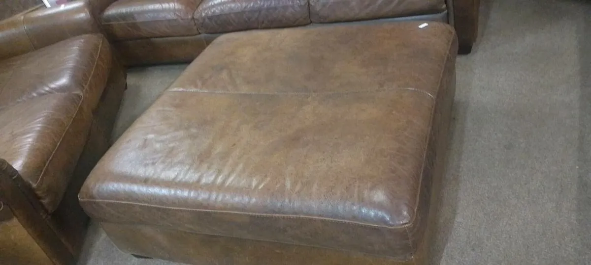 Large Real Leather Pouffe - Image 1