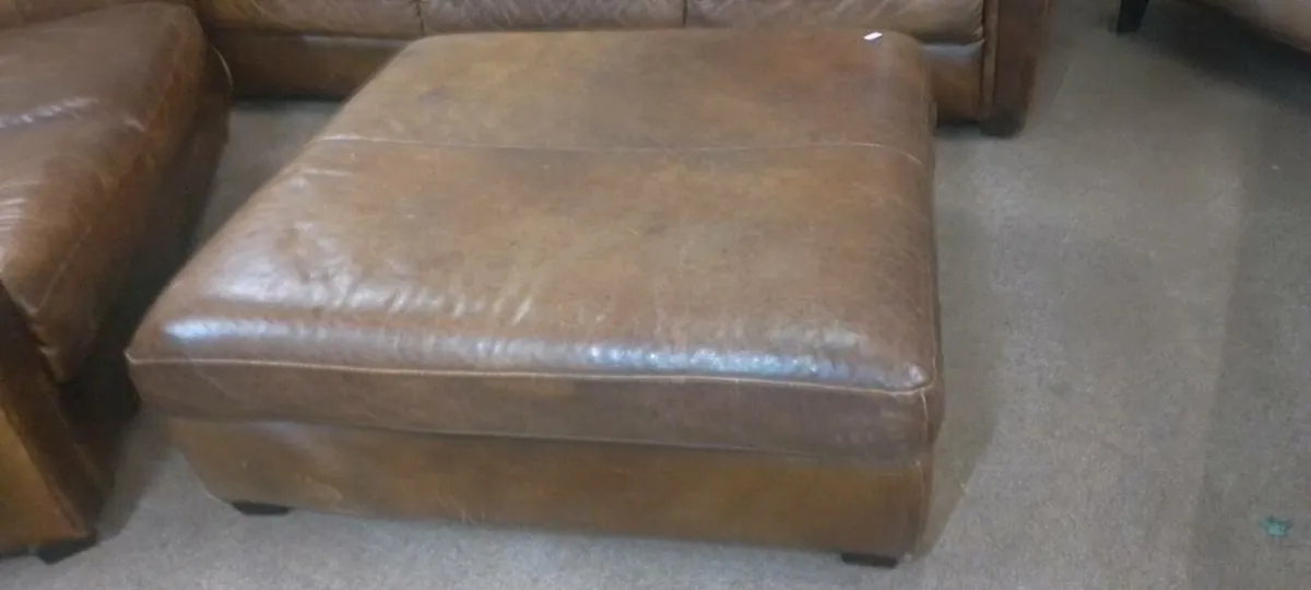 Large Real Leather Pouffe - Image 2