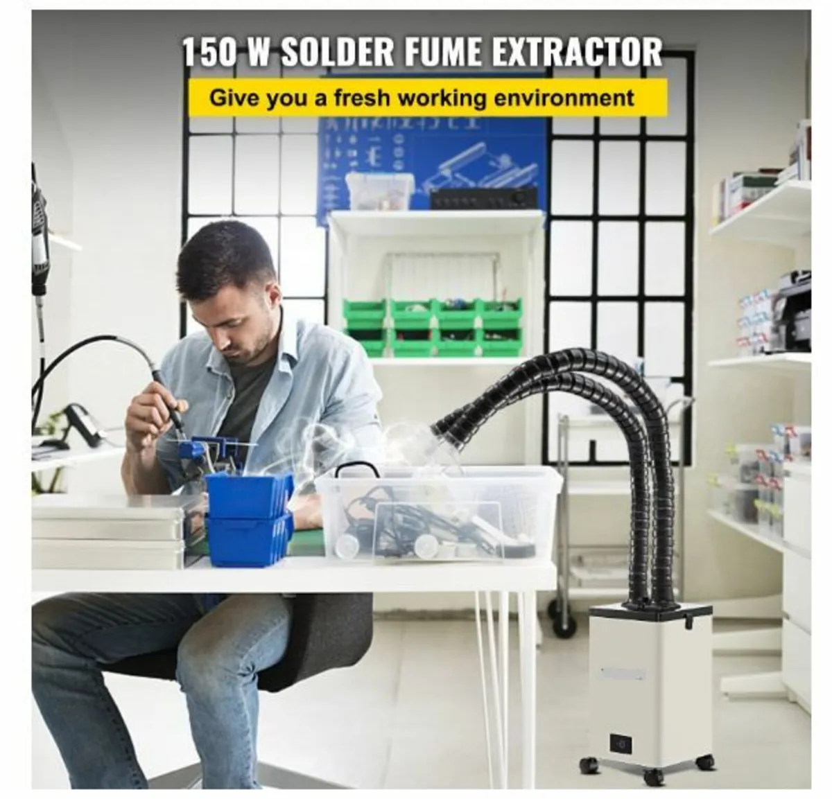 Solder Fume Extractor, 150W 106 CFM Smoke Absorbe - Image 2