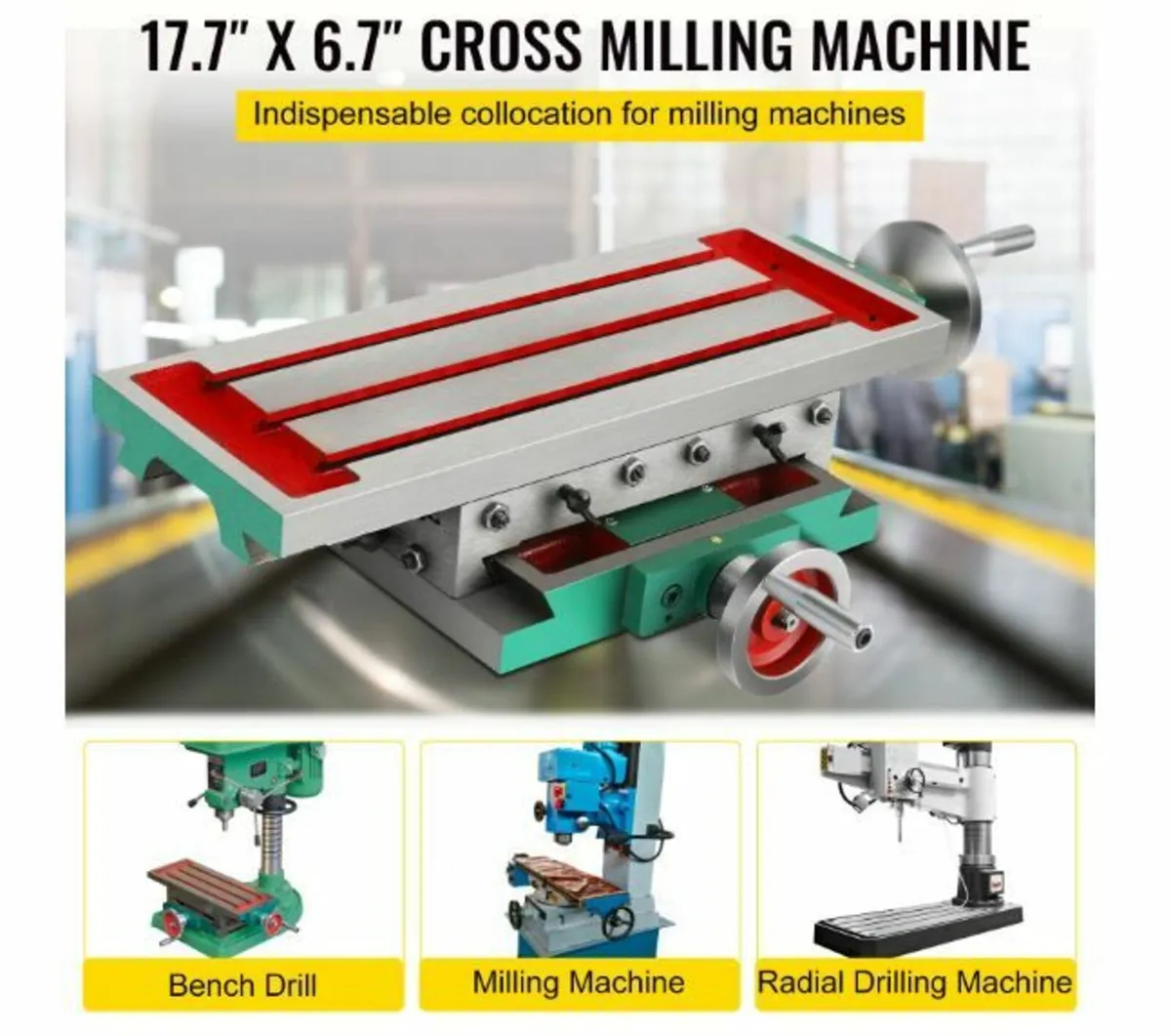 Milling Table 17.7×6.7Inch Compound Slide Milling - Image 2