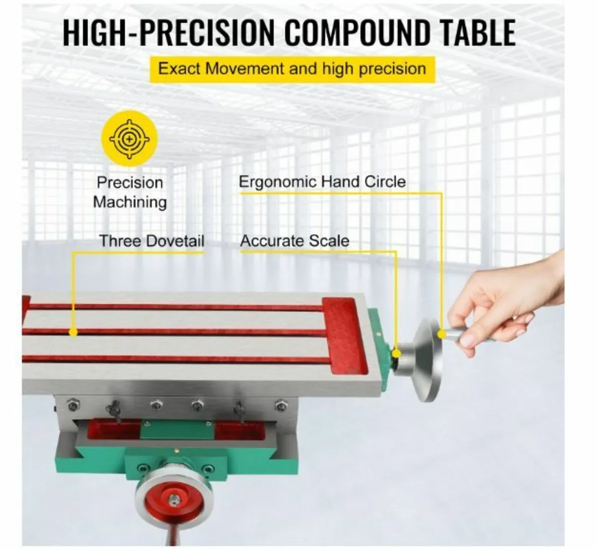 Milling Table 17.7×6.7Inch Compound Slide Milling - Image 3