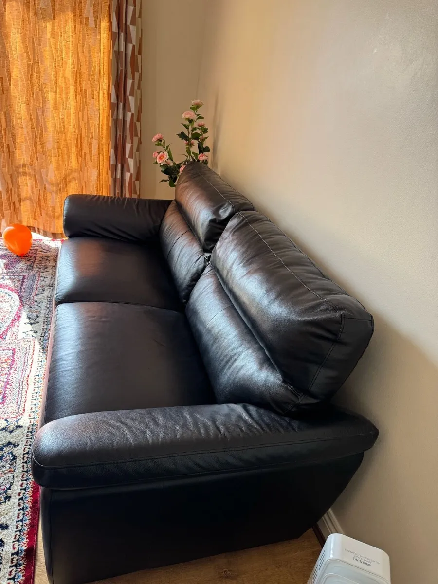 2 seat leather and 2 seat normal sofa to sell - Image 4