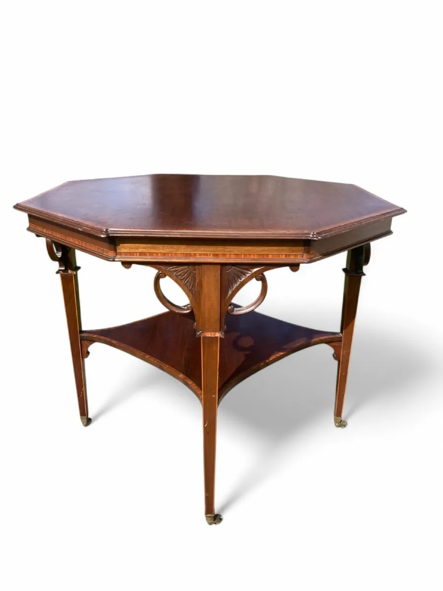 Antique Lamp Table - Octagon - Inlaid - Image 1