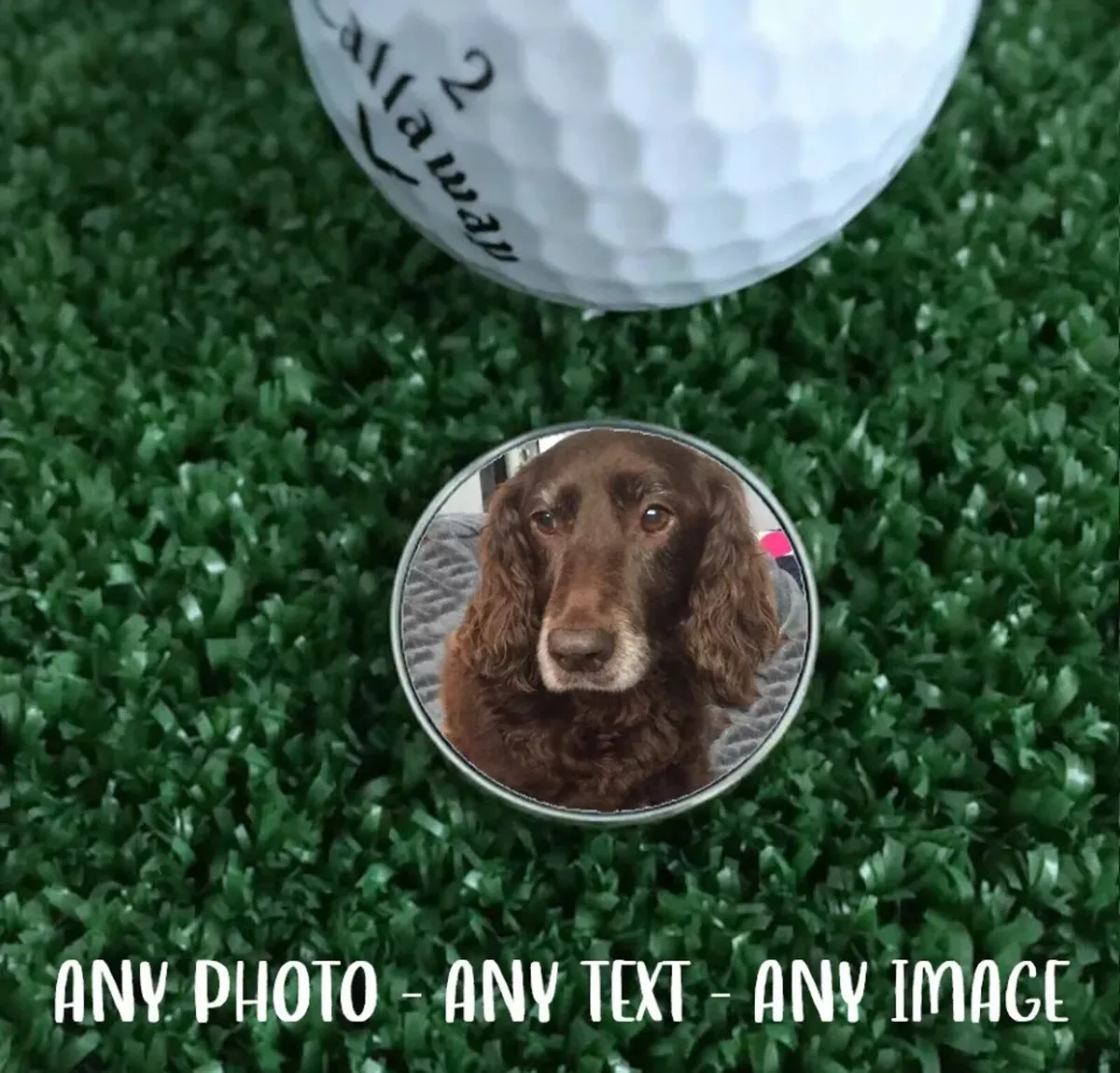 Personalised Golf Ball Coin Marker Your Text/Photo - Image 1